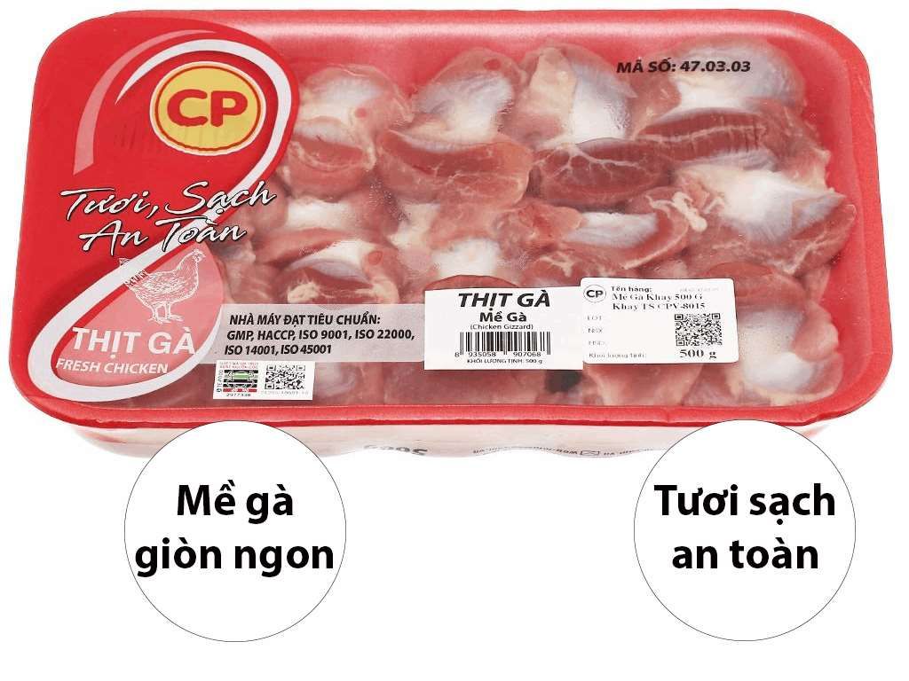 Mề gà tươi C.P khay 500g