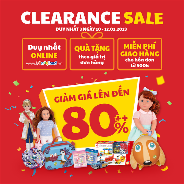 CLEARANCE SALE 2023 – SALE SẬP SÀN ĐẾN 80% TỪ 10/02/2023 – 12/02/2023