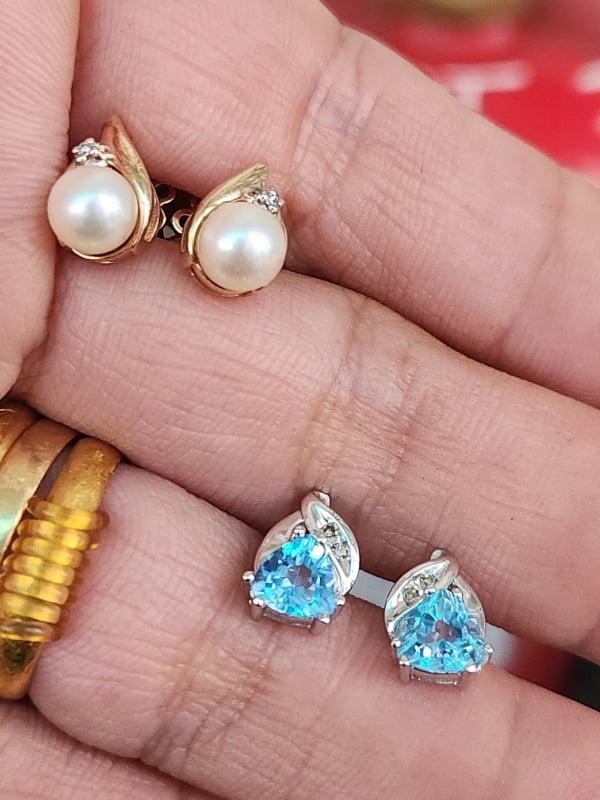 bông tai nữ vàng 10k white gold và yellow gold