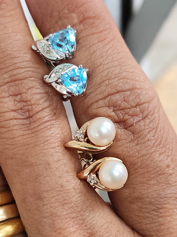 bông tai nữ vàng 10k white gold và yellow gold