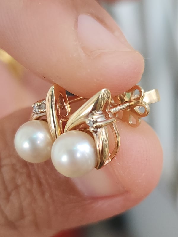 bông tai nữ vàng 10k white gold và yellow gold