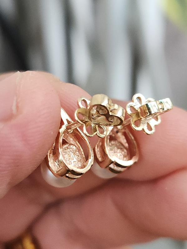bông tai nữ vàng 10k white gold và yellow gold
