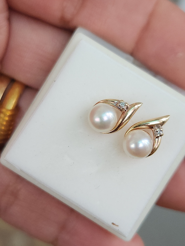bông tai nữ vàng 10k white gold và yellow gold