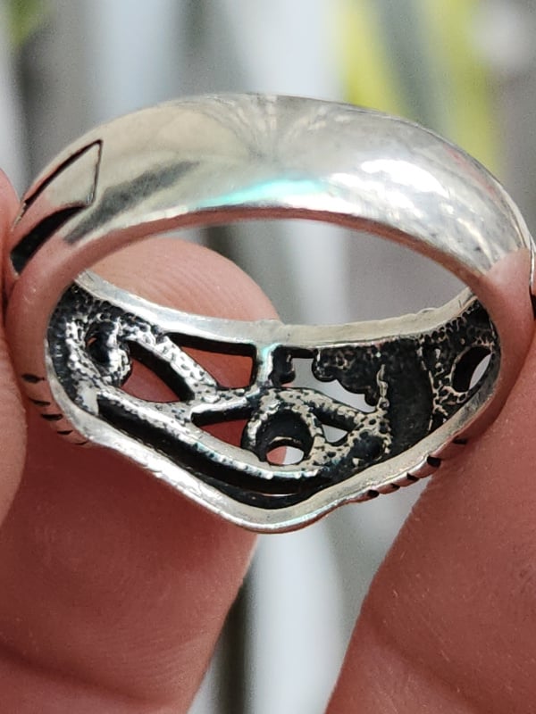 nhẫn mỹ bạc xưa cho nam đẹp đính biểu tượng