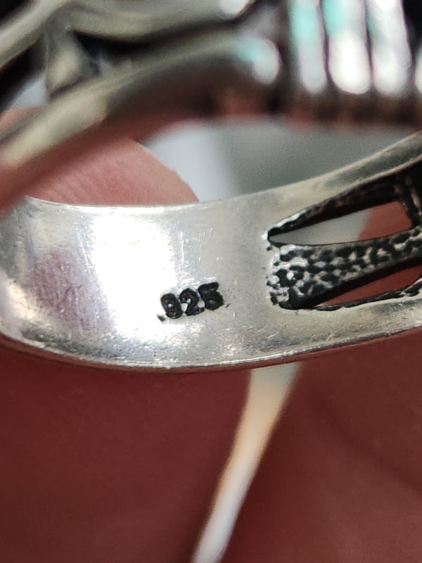 nhẫn mỹ bạc xưa cho nam đẹp đính biểu tượng