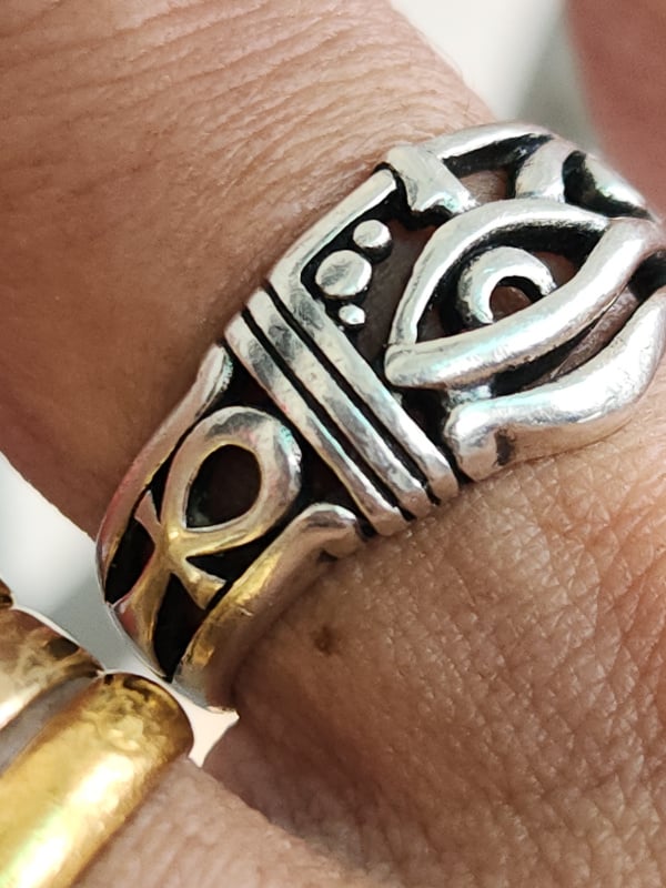 nhẫn mỹ bạc xưa cho nam đẹp đính biểu tượng