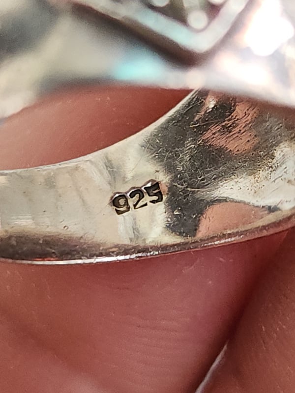 nhẫn mỹ bạc xưa cho nam đẹp đính đá đỏ