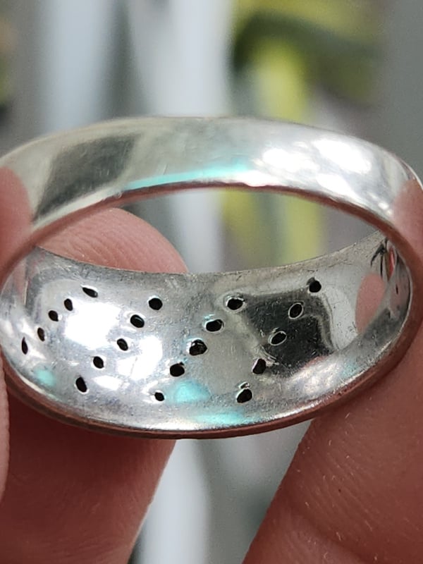 nhẫn mỹ bạc xưa cho nam đính kim cương thiên nhiên