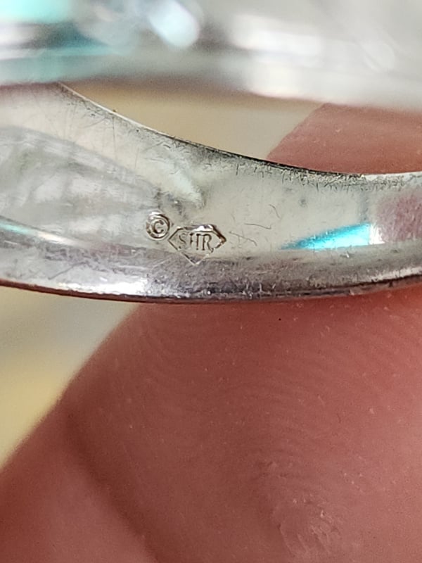 nhẫn mỹ bạc xưa cho nam đính kim cương thiên nhiên