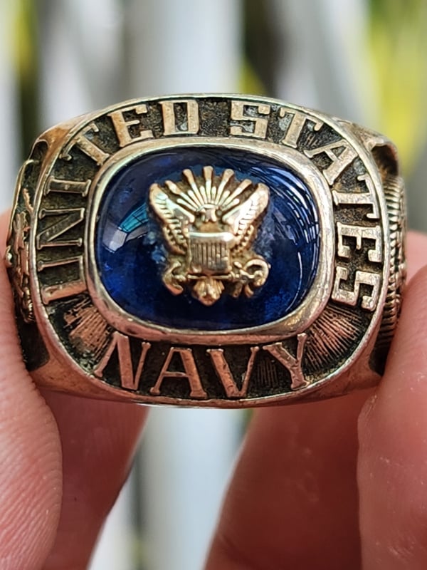 nhẫn mỹ quân đội xưa bạc xưa Navy
