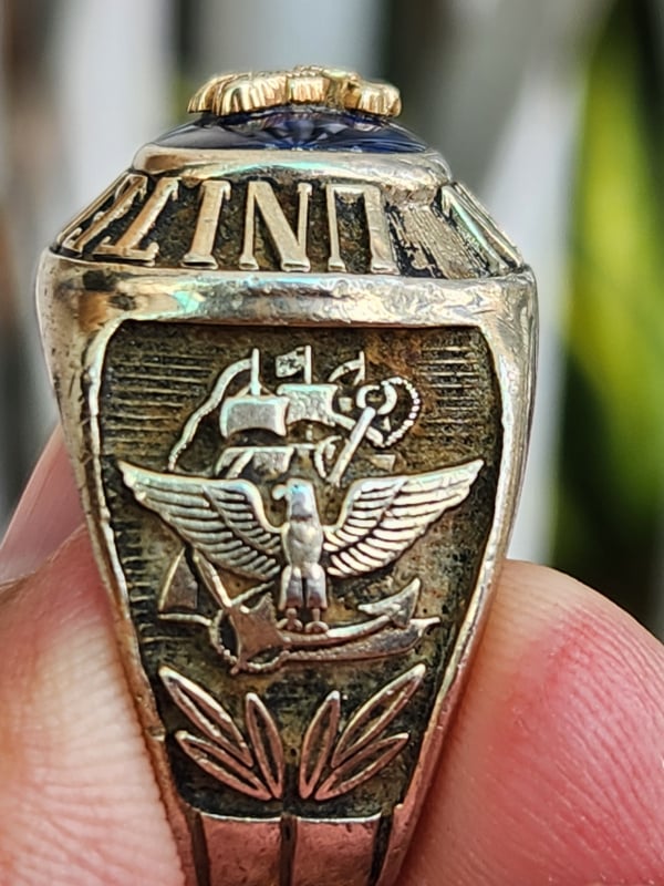 nhẫn mỹ quân đội xưa bạc xưa Navy