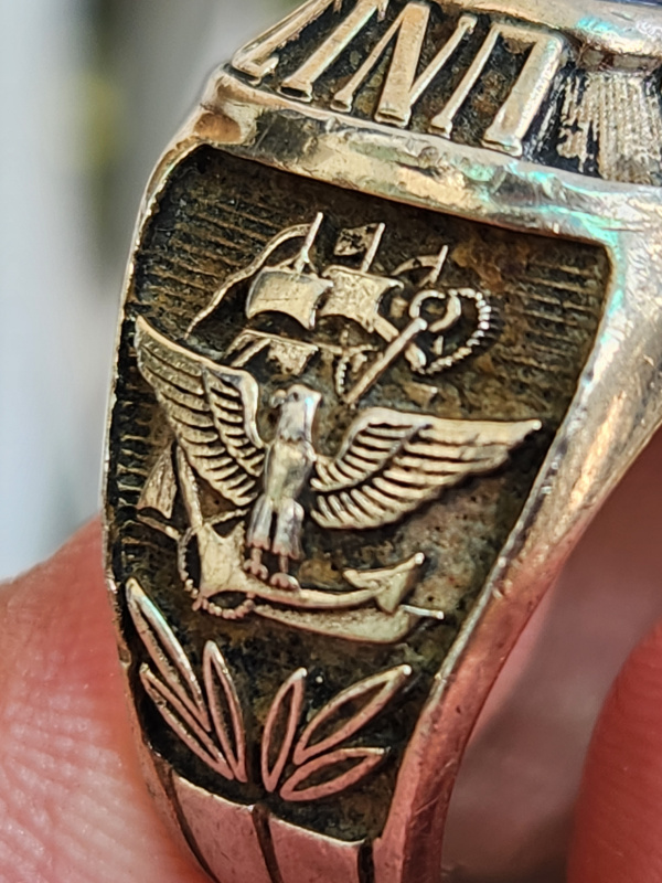 nhẫn mỹ quân đội xưa bạc xưa Navy