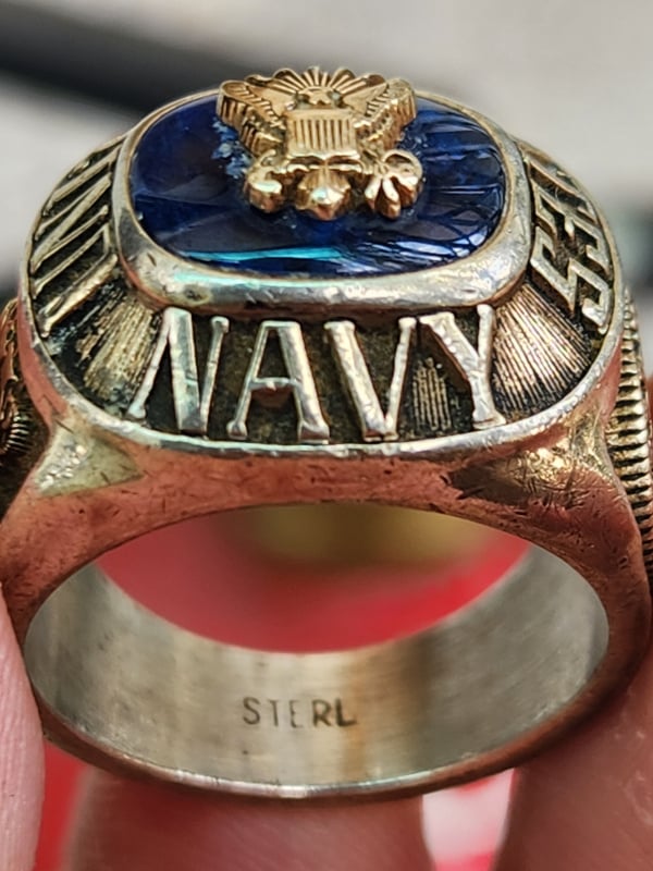 nhẫn mỹ quân đội xưa bạc xưa Navy