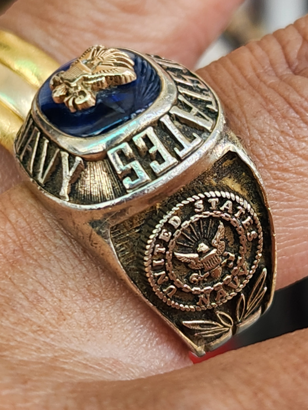 nhẫn mỹ quân đội xưa bạc xưa Navy