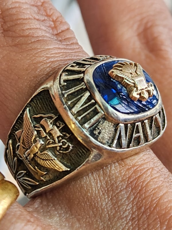 nhẫn mỹ quân đội xưa bạc xưa Navy