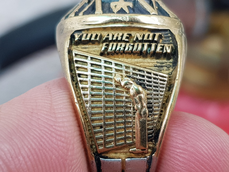 nhẫn mỹ xưa bạc quân đội logo vàng 10k VietNam