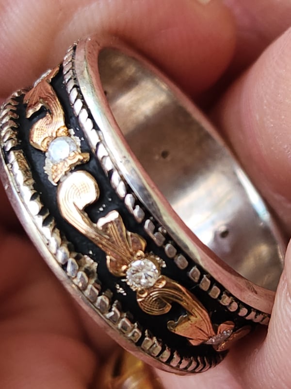 nhẫn mỹ xưa diamond vàng 10k 925 Mexico