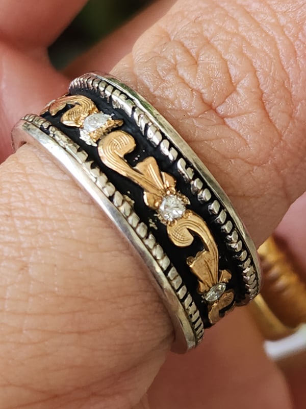 nhẫn mỹ xưa diamond vàng 10k 925 Mexico