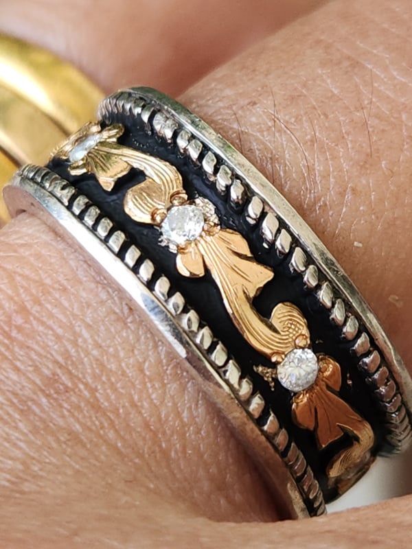 nhẫn mỹ xưa diamond vàng 10k 925 Mexico