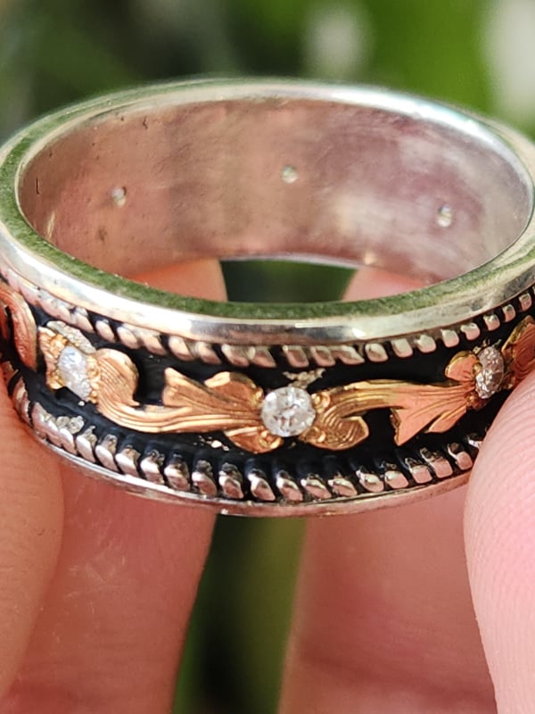 nhẫn mỹ xưa diamond vàng 10k 925 Mexico
