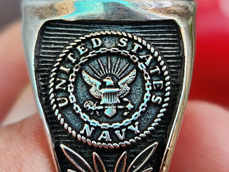 nhẫn mỹ xưa hải quân Navy bạc xưa