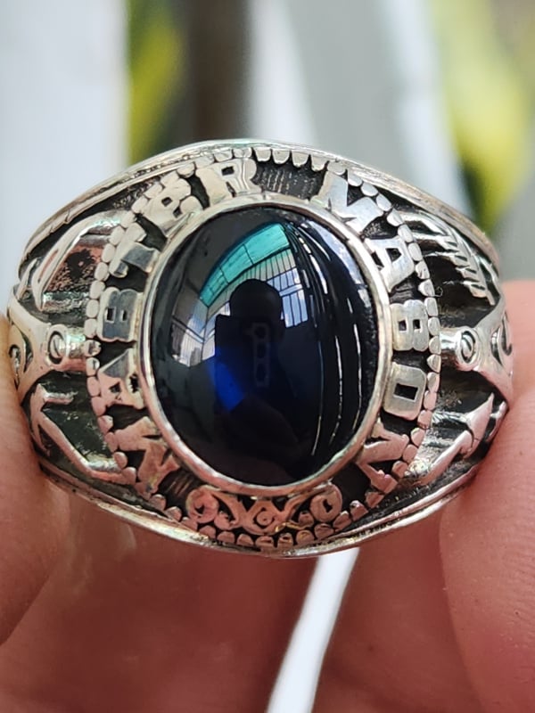 nhẫn mỹ xưa hội tam điểm Masonic bạc xưa sterling