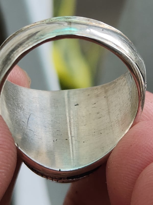 nhẫn mỹ xưa hội tam điểm Masonic bạc xưa sterling
