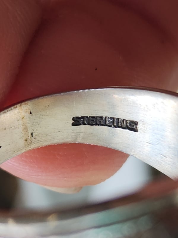 nhẫn mỹ xưa hội tam điểm Masonic bạc xưa sterling