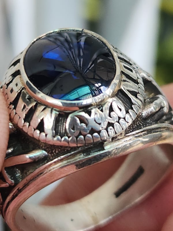 nhẫn mỹ xưa hội tam điểm Masonic bạc xưa sterling