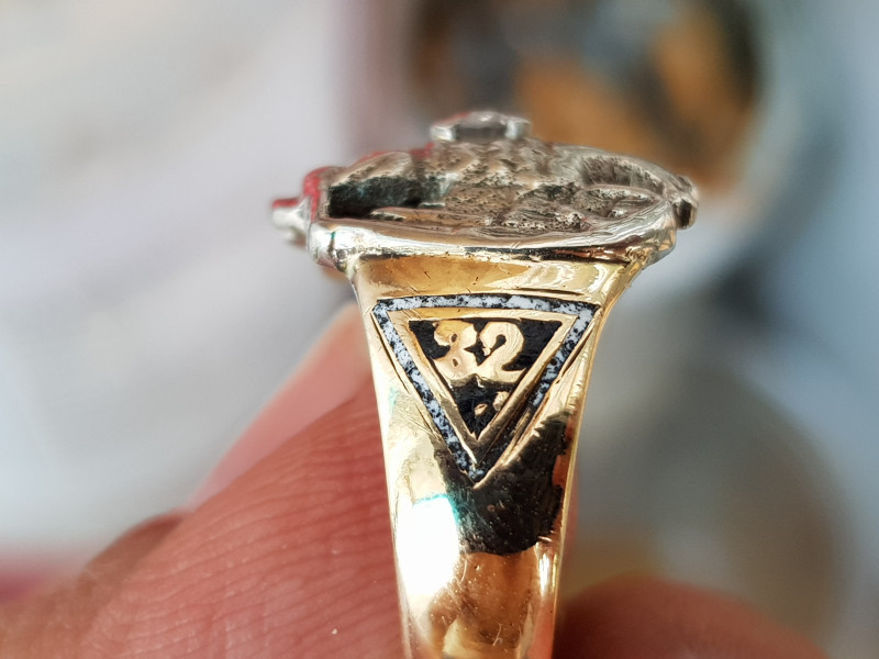 nhẫn mỹ xưa hội tam điểm Masonic vàng 14k