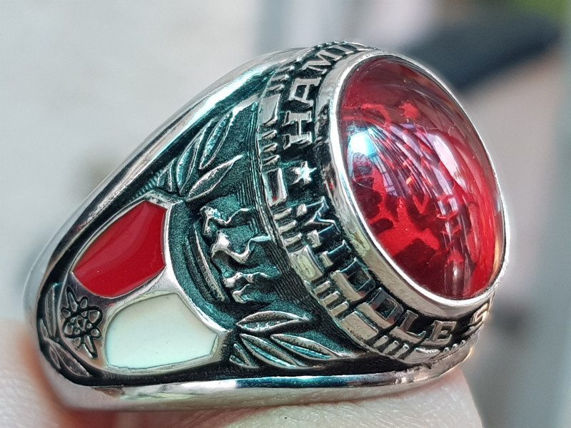 nhẫn mỹ xưa hợp kim hột đỏ Johns Valadium