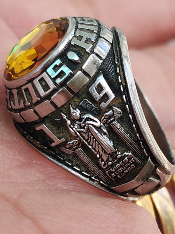 nhẫn mỹ xưa hợp kim jostens hột vàng citrine