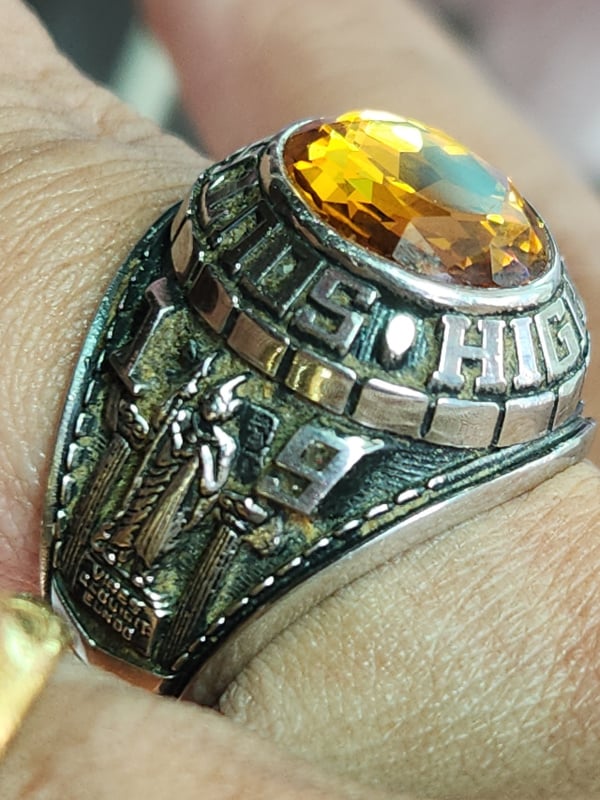 nhẫn mỹ xưa hợp kim jostens hột vàng citrine