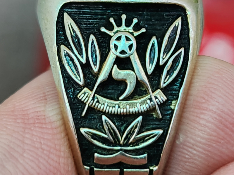 nhẫn mỹ xưa mason scottish rite logo vàng 10k