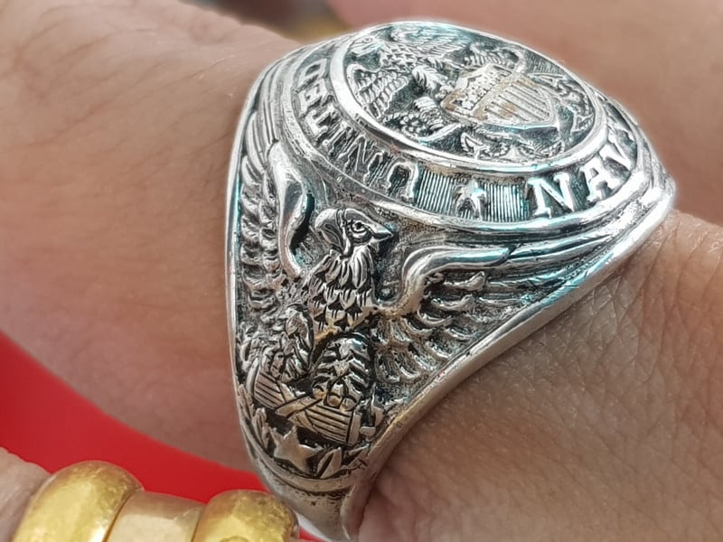 nhẫn mỹ xưa navy HJ sterling