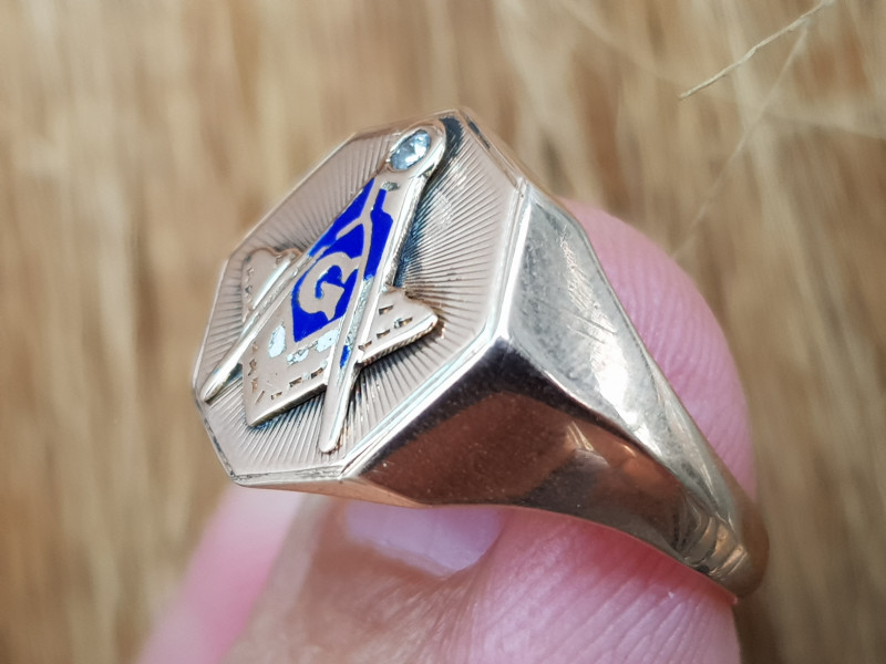 nhẫn mỹ xưa vàng 10k masonic freemason