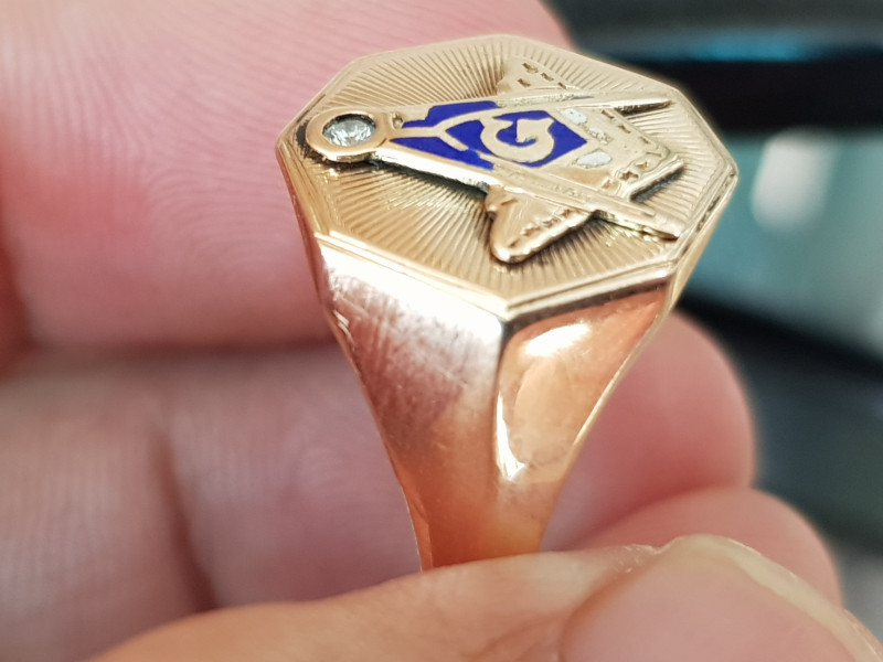 nhẫn mỹ xưa vàng 10k masonic freemason