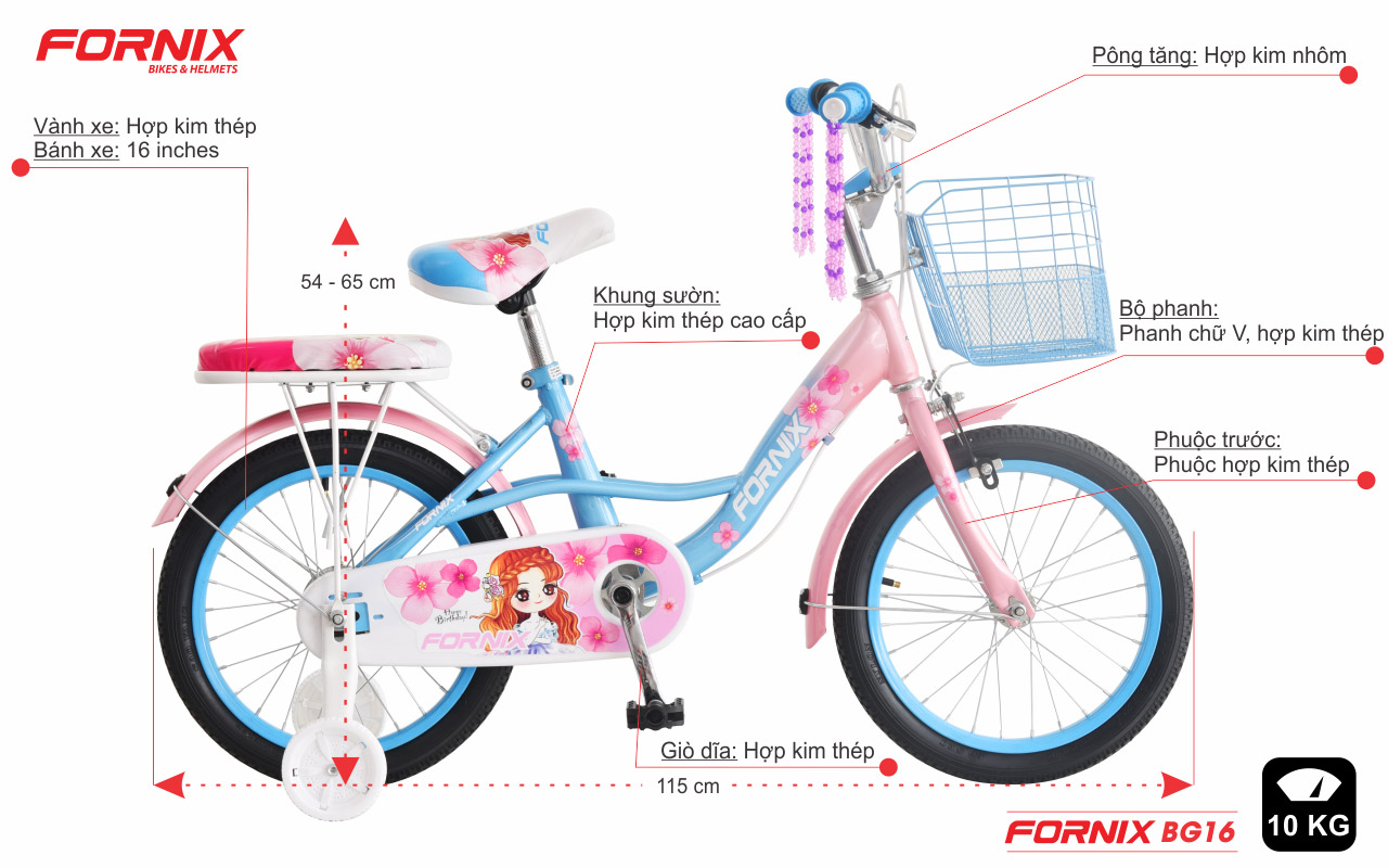 chi tiết xe đạp trẻ em bg16