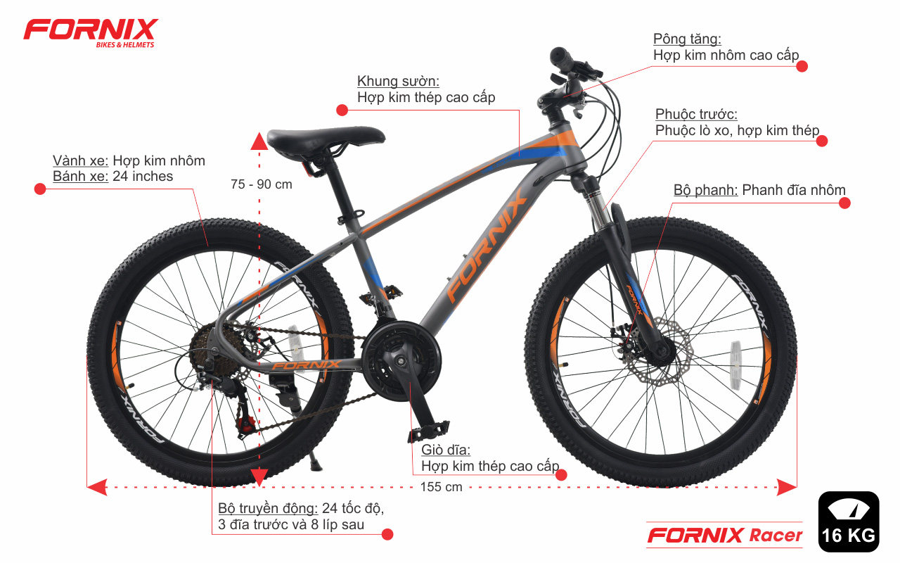 chi tiết xe đạp địa hình racer