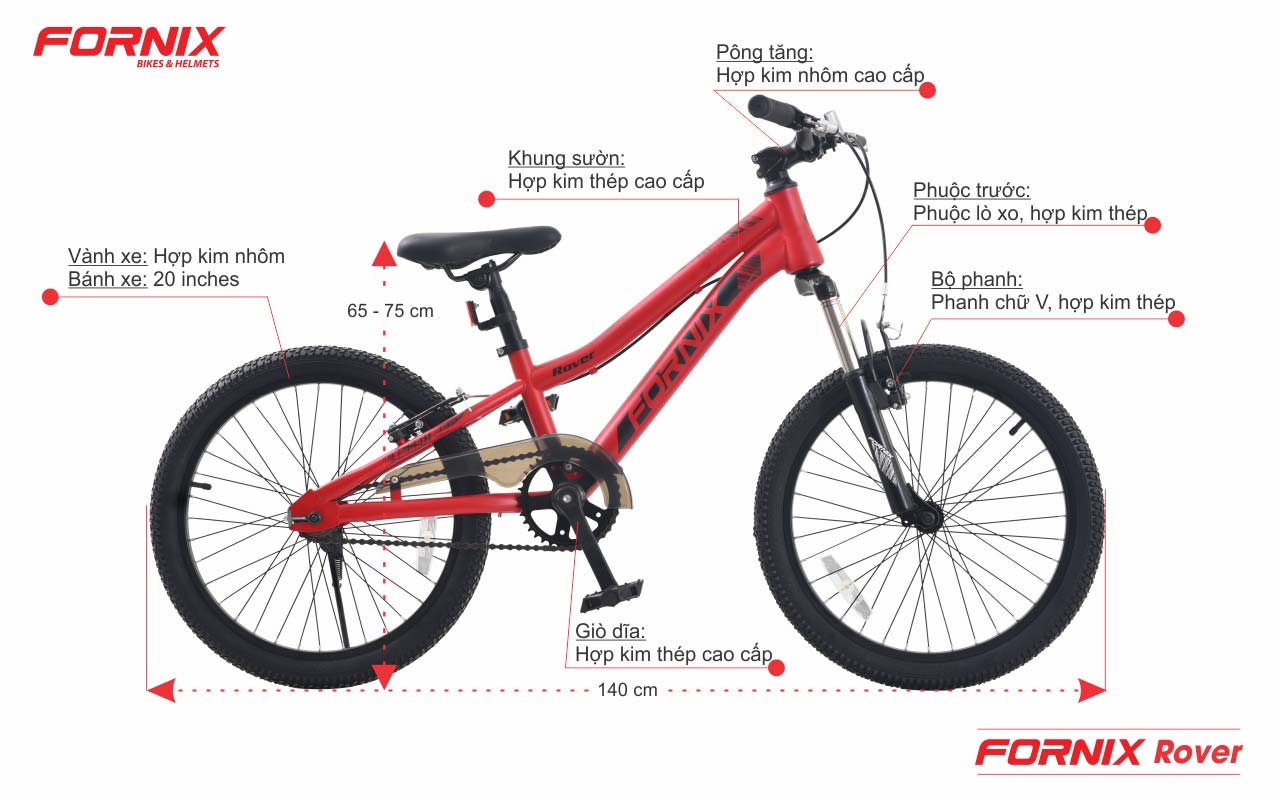 Chi tiết xe đạp trẻ em Fornix rover