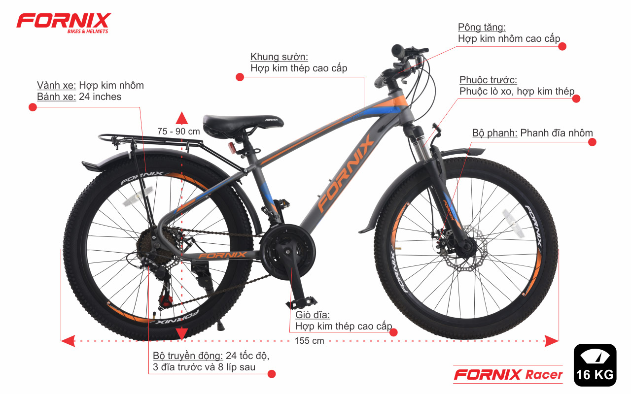 Chi tiết xe đạp địa hình Fornix Racer