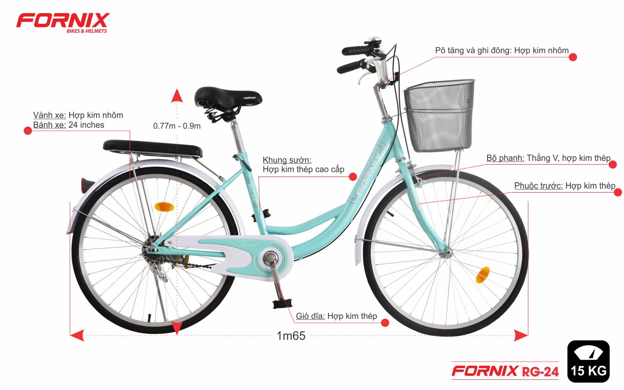 chi tiết xe đạp phổ thông fornix rg24