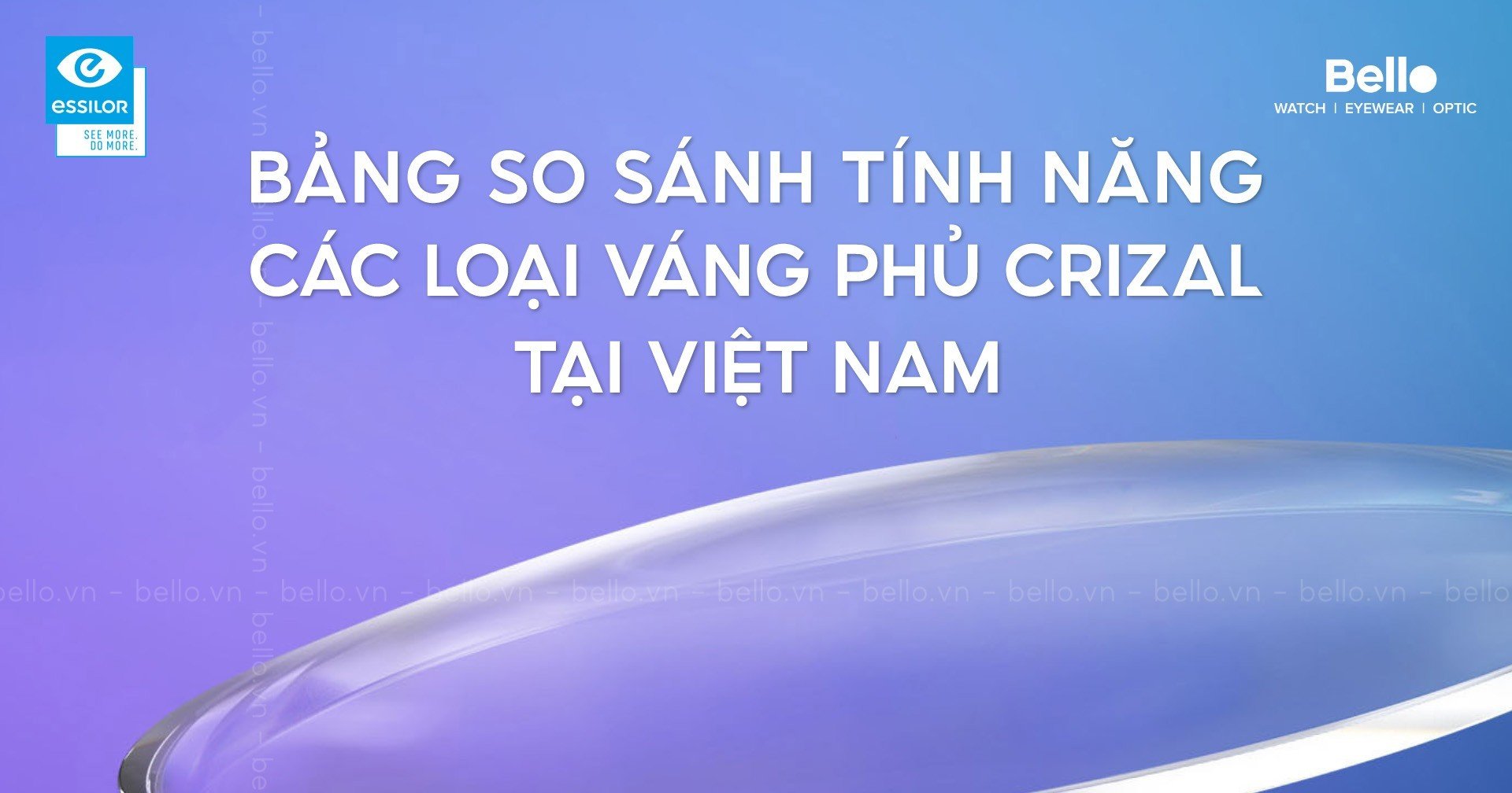 Bảng so sánh tính năng các loại váng phủ Crizal tại Việt Nam