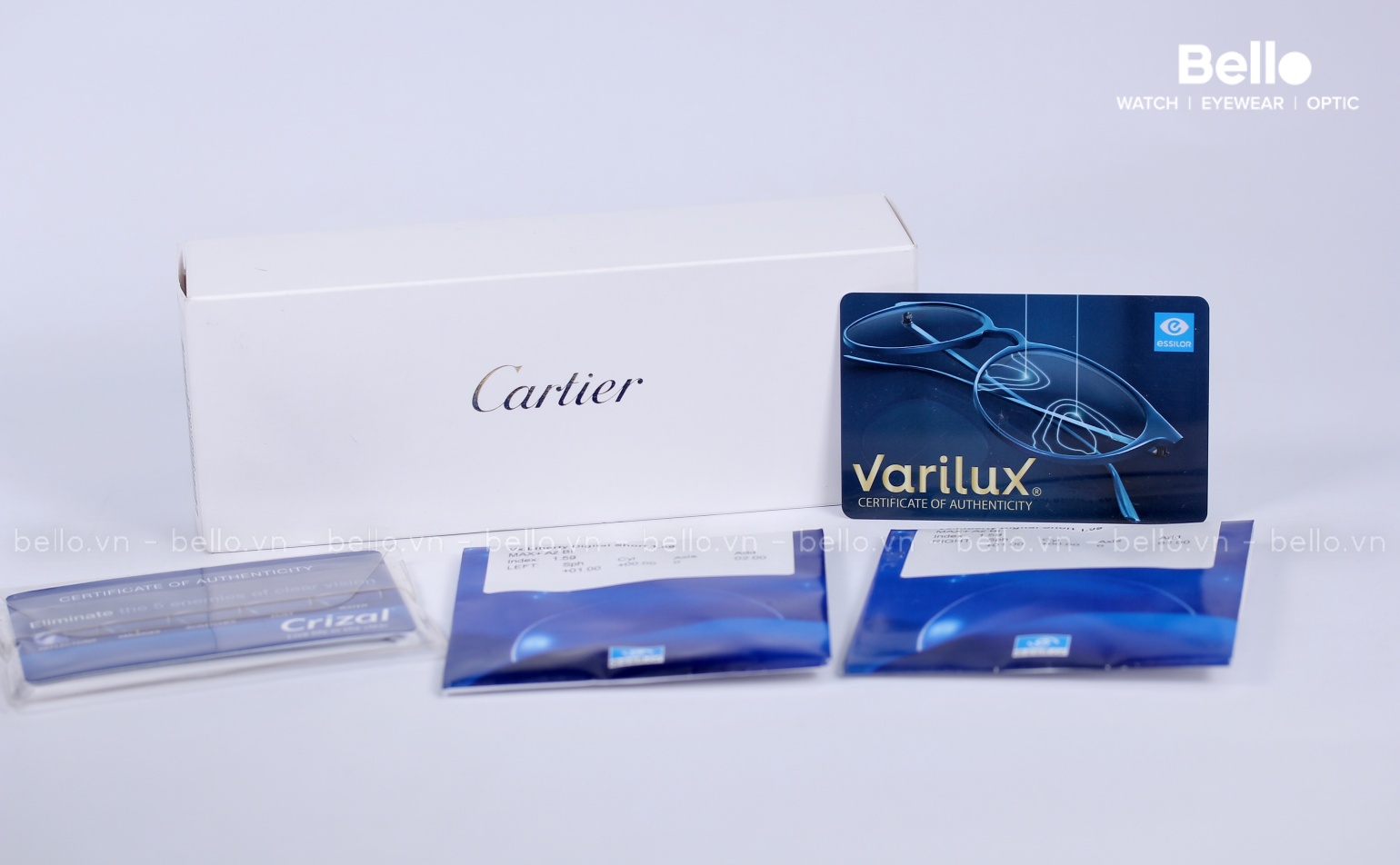 Trọn bộ kính Cartier CT0045O 002 lắp đa tròng cao cấp Essilor Varilux