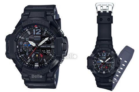 G-Shock GravityMaster GA-1100-1A1 mới, Đen huyền ảo, dây 2 lớp đen ghi