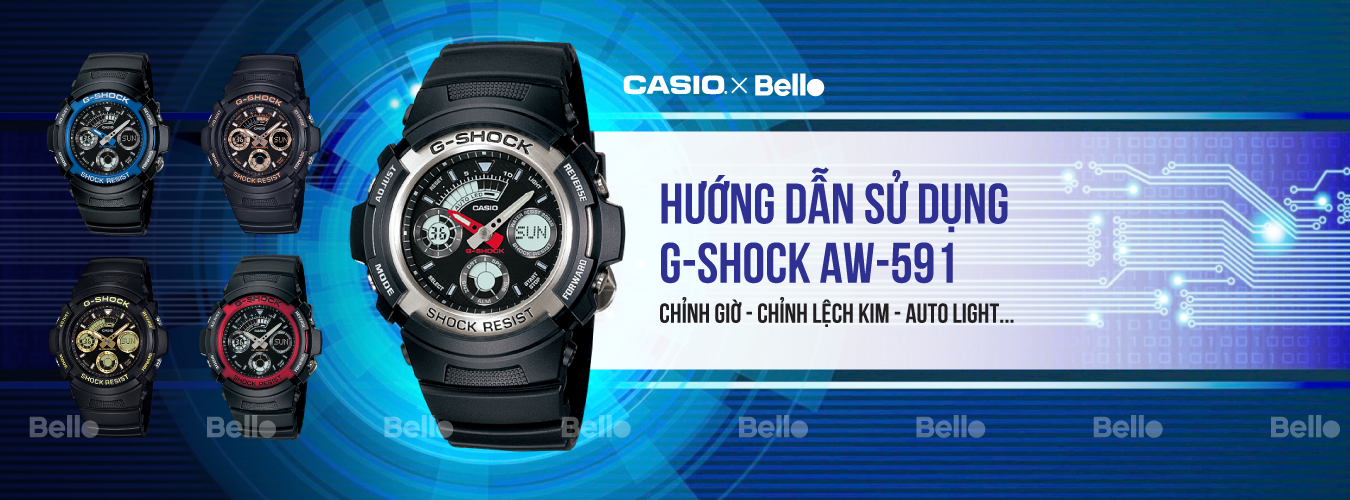 Cách chỉnh giờ đồng hồ G-Shock AW-590/591 Module 4778 (VIDEO)