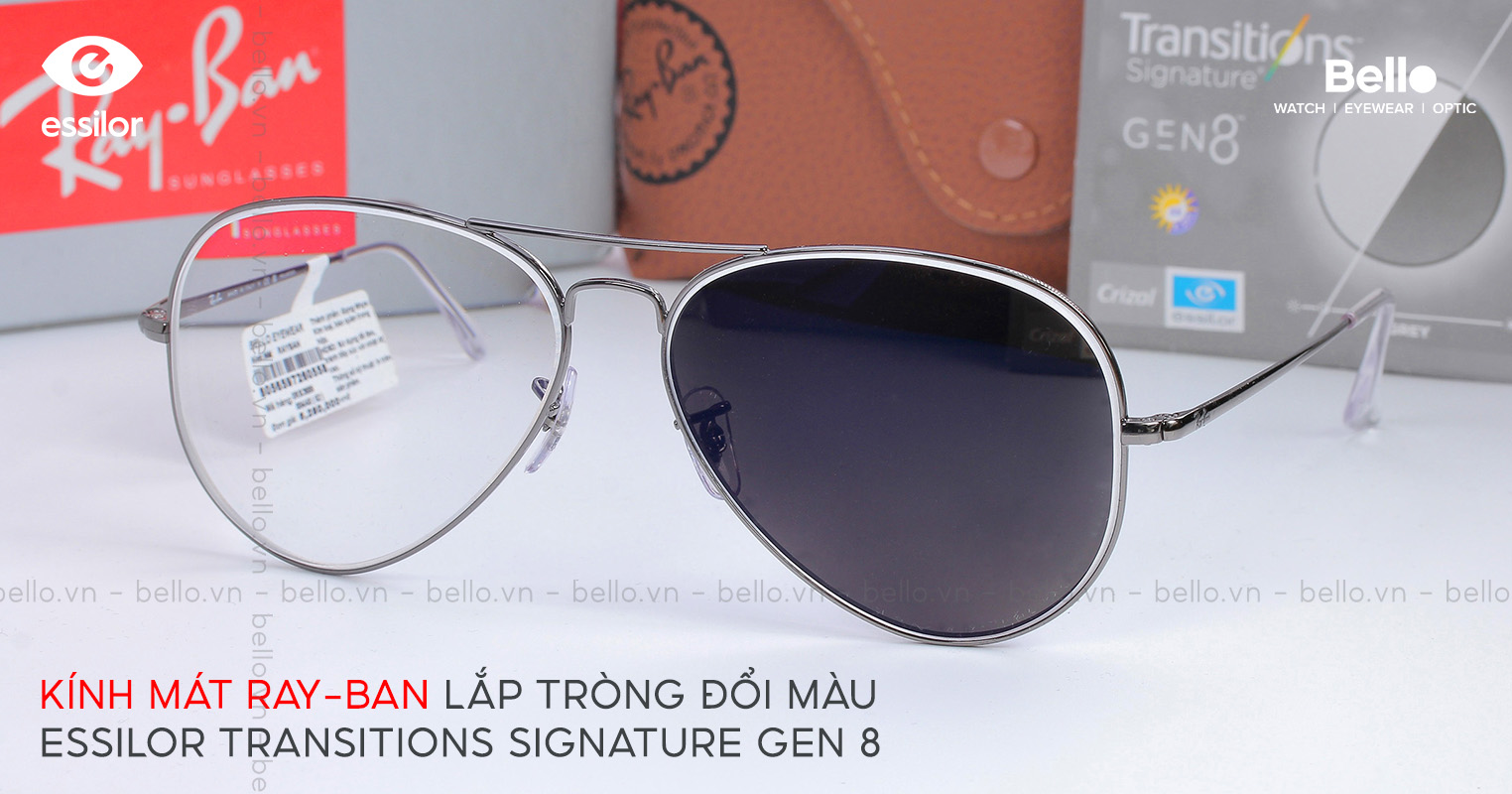 Kính Mát Ray Ban Lắp Tròng đổi Màu Essilor Transitions Signature Gen 8 Bello