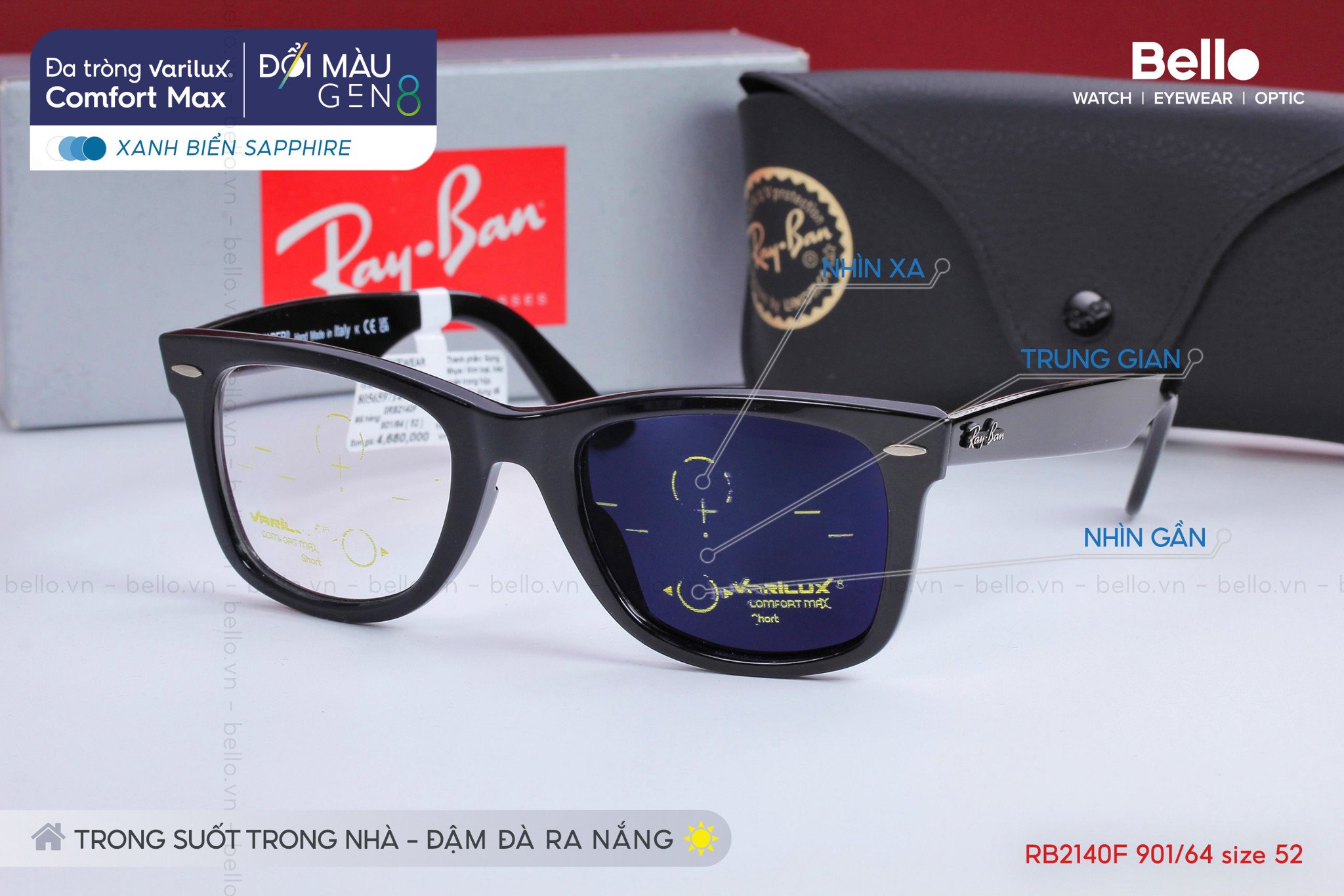 Đa Tròng đổi Màu Xanh Biển Sapphire Blue Essilor Transitions Gen 8 Bello Hn And Tp Hcm