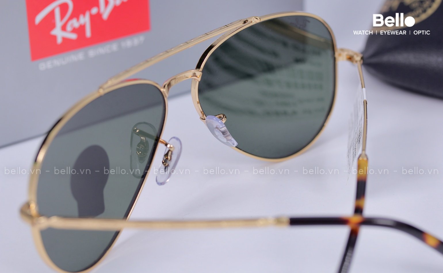 Trọn bộ Kính Ray-Ban New Aviator RB3625 9196/31 size 62 tại Bello