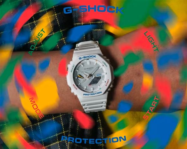 All White G-Shock Multicolor Accents GA-B2100FC-7A